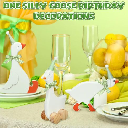 3 Set One Silly Goose Birthday Decorations 6 Inch Silly Goose Birthday Table Centerpieces Pink Funny 1st Party Supplies Wooden Geese Push Pull Figurine Shelf Table Decor for Baby Shower Photo Prop in Saudi Arabia