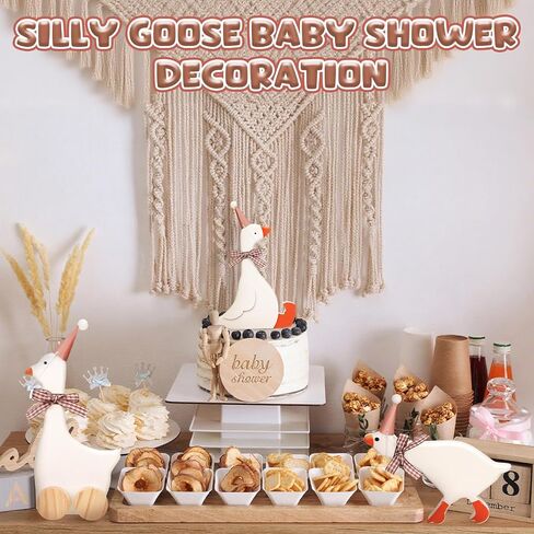 3 Set One Silly Goose Birthday Decorations 6 Inch Silly Goose Birthday Table Centerpieces Pink Funny 1st Party Supplies Wooden Geese Push Pull Figurine Shelf Table Decor for Baby Shower Photo Prop in Saudi Arabia
