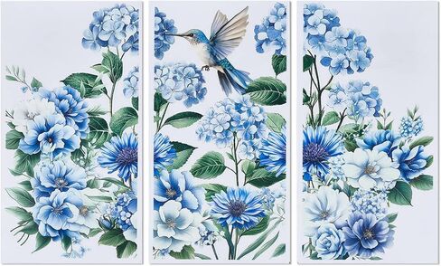 OLYCRAFT 3pcs/Set Blue Flowers Rub on Transfers for Furniture and Crafts 6x12 inch Hydrangea Hummingbird Furniture Decals Chrysanthemums Transfer Stickers Rub on Decals for Wood Furniture Home Decor in Saudi Arabia