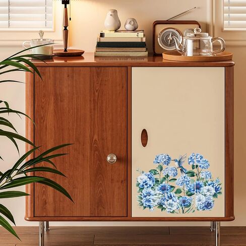 OLYCRAFT 3pcs/Set Blue Flowers Rub on Transfers for Furniture and Crafts 6x12 inch Hydrangea Hummingbird Furniture Decals Chrysanthemums Transfer Stickers Rub on Decals for Wood Furniture Home Decor in Saudi Arabia