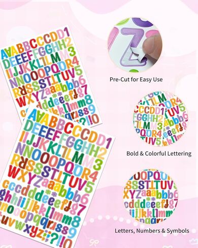Uniclife 10 Sheets Letter Stickers, 1260 Pcs Scrapbook Stickers, 1 Inch Vinyl Number Alphabet Sticker, Self-Adhesive Stick on Letters for Mailbox Bottles Crafts Posters Decor, Black in Saudi Arabia