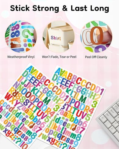 Uniclife 10 Sheets Letter Stickers, 1260 Pcs Scrapbook Stickers, 1 Inch Vinyl Number Alphabet Sticker, Self-Adhesive Stick on Letters for Mailbox Bottles Crafts Posters Decor, Black in Saudi Arabia