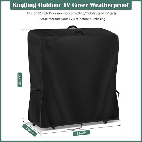 Kingling Outdoor TV Cover 50 Inch Weatherproof, Waterproof Outdoor TV Stand Covers For Mobile TV Carts With Floor Stand Base, TV Screen Protection Covers For Outside- 50"L x 20"W x 55"H(Cover Only) in Kuwait