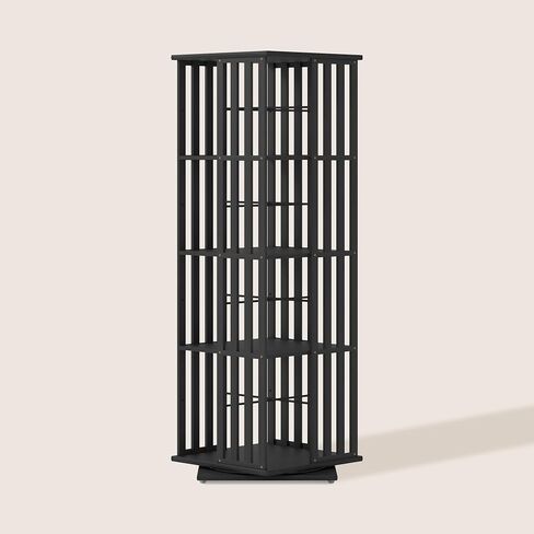 360° Rotating Bamboo CD/DVD Shelf - 6-Tier Space-Saving Media Storage Cabinet for Movies, Organizer with Super Compact Design in Saudi Arabia
