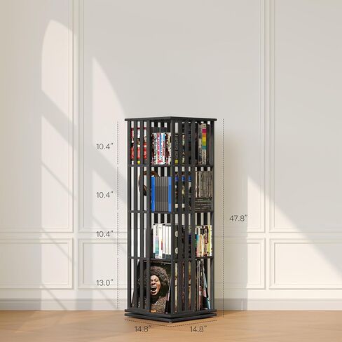 360° Rotating Bamboo CD/DVD Shelf - 6-Tier Space-Saving Media Storage Cabinet for Movies, Organizer with Super Compact Design in Saudi Arabia