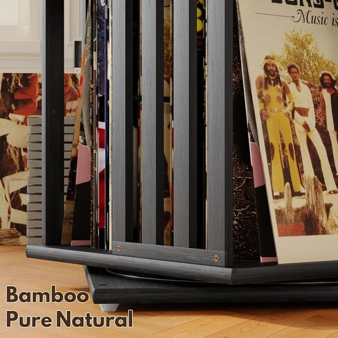 360° Rotating Bamboo CD/DVD Shelf - 6-Tier Space-Saving Media Storage Cabinet for Movies, Organizer with Super Compact Design in Saudi Arabia