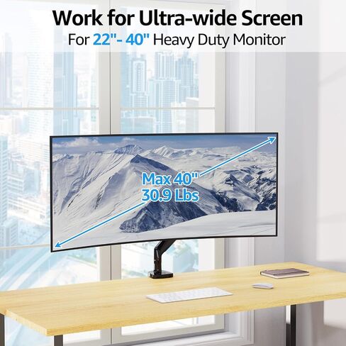 MOUNTUP Heavy Duty Monitor Arm for 49 inches, 44 lbs Curved Screens, Ultrawide Single Monitor Desk Mount, Monitors Stand for Samsung Odyssey G9 and More, VESA Mount with Clamp & Grommet Base in Saudi Arabia