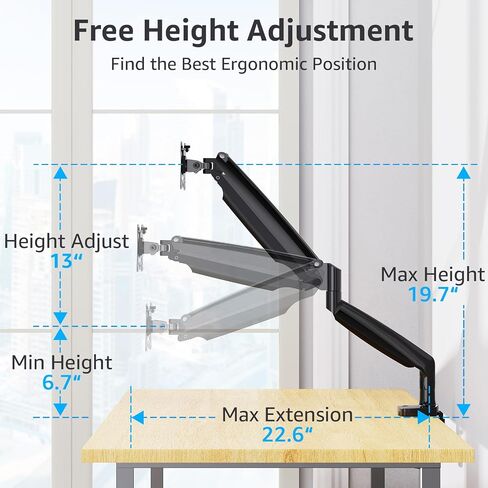 MOUNTUP Heavy Duty Monitor Arm for 49 inches, 44 lbs Curved Screens, Ultrawide Single Monitor Desk Mount, Monitors Stand for Samsung Odyssey G9 and More, VESA Mount with Clamp & Grommet Base in Saudi Arabia