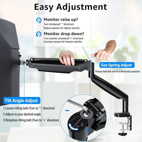 MOUNTUP Heavy Duty Monitor Arm for 49 inches, 44 lbs Curved Screens, Ultrawide Single Monitor Desk Mount, Monitors Stand for Samsung Odyssey G9 and More, VESA Mount with Clamp & Grommet Base in Saudi Arabia