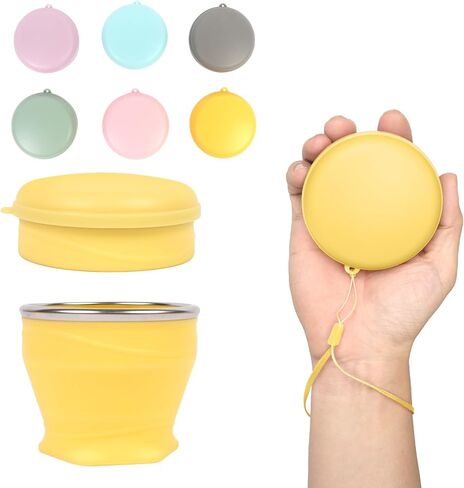 Silicone Collapsible TravelCup - Silicone Folding Camping Cup with Lids -Collapsible Water Cup- Foldable Drinking Cup - for Travel, Camping, Hiking,Outdoor Sports,[6.1oz] in Kuwait