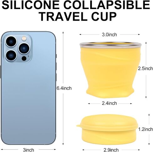 Silicone Collapsible TravelCup - Silicone Folding Camping Cup with Lids -Collapsible Water Cup- Foldable Drinking Cup - for Travel, Camping, Hiking,Outdoor Sports,[6.1oz] in Kuwait