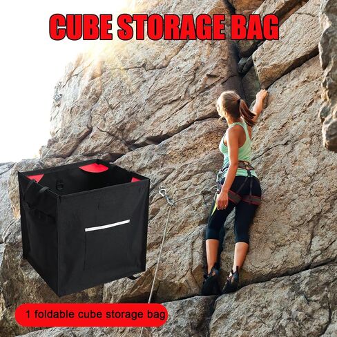 Throw Line Cube Bag - Easy Folding Arborist Throw Line Storage Portable Climbing Rope Organizer Box for Tree Work Outdoor Rope Accessories, Black in Saudi Arabia