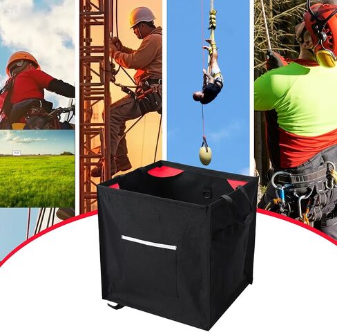 Throw Line Cube Bag - Easy Folding Arborist Throw Line Storage Portable Climbing Rope Organizer Box for Tree Work Outdoor Rope Accessories, Black in Saudi Arabia