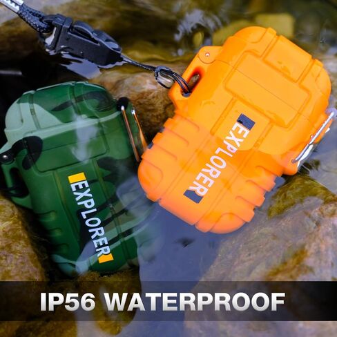 2 Pack Waterproof Lighter Outdoor Windproof Torch Lighters Dual Arc Butane Electric Lighters USB Rechargeable Lighters Flameless Plasma Lighter Camping Hiking Adventure Survival Tactical Gear in Kuwait