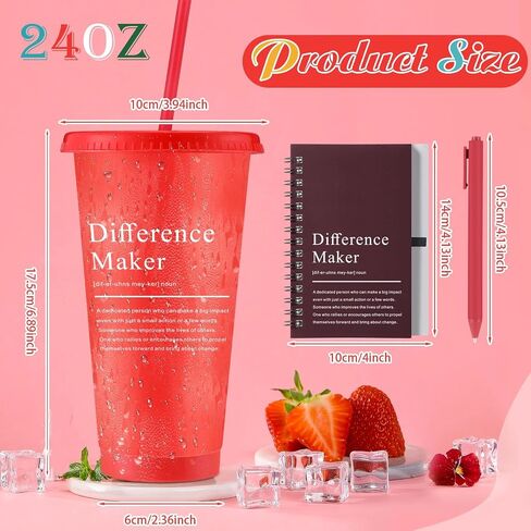 Marspark 20 Sets Difference Maker Gifts for Women Men, Employee Appreciation Gifts Bulk Inspirational Thank You Cup Motivational Spiral Notebooks with Pen for Team Teacher Boss Coworker (Retro Color) in Saudi Arabia