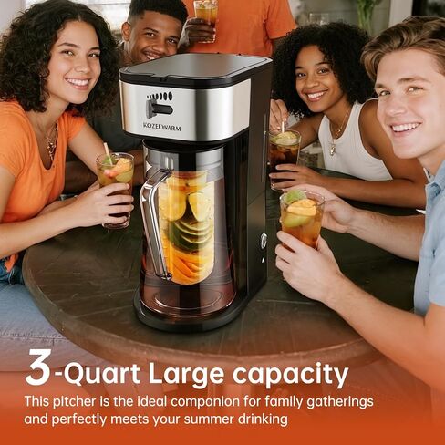 صانع شاي القهوة المثلج مع سلة مرشح قابلة لإعادة الاستخدام ، 3 إبريق كيو تي ، وآلة شاي وتناول القهوة المثلجة ، وصناع الشاي للشاي المثلج ، والخشورات ، والليمون والمياه المنكهة ، وقوة المشروب القابل للتعديل ، والأسود والفضي in Kuwait