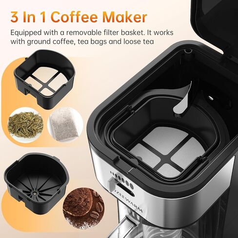 صانع شاي القهوة المثلج مع سلة مرشح قابلة لإعادة الاستخدام ، 3 إبريق كيو تي ، وآلة شاي وتناول القهوة المثلجة ، وصناع الشاي للشاي المثلج ، والخشورات ، والليمون والمياه المنكهة ، وقوة المشروب القابل للتعديل ، والأسود والفضي in Kuwait