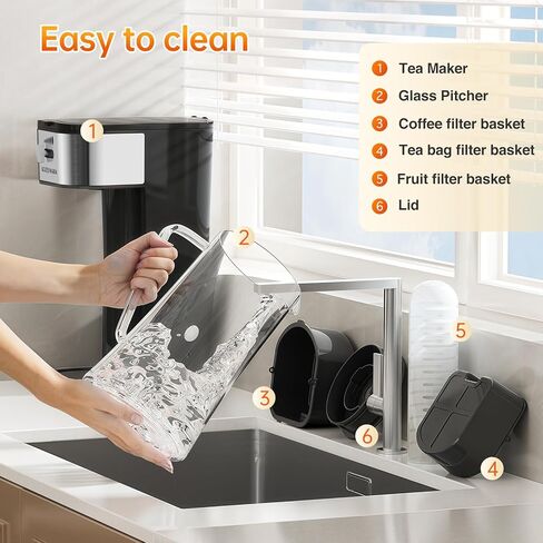 صانع شاي القهوة المثلج مع سلة مرشح قابلة لإعادة الاستخدام ، 3 إبريق كيو تي ، وآلة شاي وتناول القهوة المثلجة ، وصناع الشاي للشاي المثلج ، والخشورات ، والليمون والمياه المنكهة ، وقوة المشروب القابل للتعديل ، والأسود والفضي in Kuwait