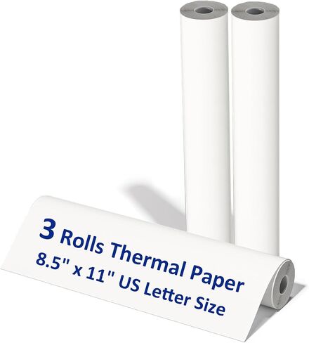 6 Rolls Thermal Paper 8.5 X 11 Inch, US Letter Paper Roll for M08f M832 Portable Printer, Thermal Printer Paper, Quick-dry A4 Paper Rolls for M08f M832 Inkless Printer, Paper for Printer in Kuwait