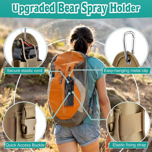 Bear Spray Holster with Quick Release Buckle (Spray Not Included), Nylon Holster with Hook & Loop for 7.9 & 9.2fl Oz Canister, Portable Pouch & Elastic Cord Design for Hiking, Camping, Outdoor in Saudi Arabia