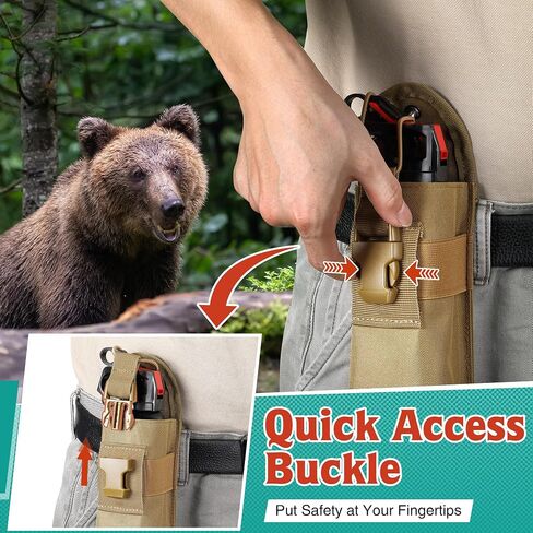 Bear Spray Holster with Quick Release Buckle (Spray Not Included), Nylon Holster with Hook & Loop for 7.9 & 9.2fl Oz Canister, Portable Pouch & Elastic Cord Design for Hiking, Camping, Outdoor in Saudi Arabia