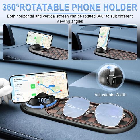 LivTee Multifunction Car Anti-Slip Mat, 360° Rotatable Multifunctional Car Dashboard Mobile Phone Holder with Temporary Parking Number, Universal Dashboard Accessories for Organized Storage (Gray) in Kuwait