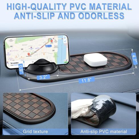 LivTee Multifunction Car Anti-Slip Mat, 360° Rotatable Multifunctional Car Dashboard Mobile Phone Holder with Temporary Parking Number, Universal Dashboard Accessories for Organized Storage (Gray) in Kuwait
