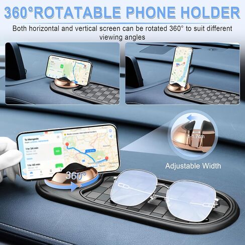 LivTee Multifunction Car Anti-Slip Mat, 360° Rotatable Multifunctional Car Dashboard Mobile Phone Holder with Temporary Parking Number, Universal Dashboard Accessories for Organized Storage (Gray) in Kuwait