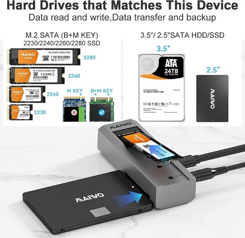 MAIWO M.2 NVMe to 2.5'' 3.5'' Offline Clone Enclosure,M.2 to SATA SSD HDD Cloner, USB-C Type-C Max 10Gbps Standalone Clone Duplicator in Saudi Arabia