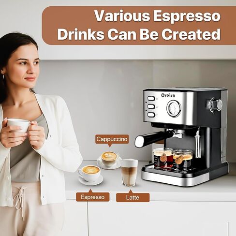Espresso Machine 20 Bar, Coffee Maker with grinder 20 Grind Settings,Coffee Machine w/Milk Frother & Touchscreen, Professional Home Espresso Maker for Latte Cappuccino in Saudi Arabia