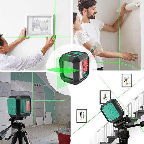 Hychika Laser Level 360 تسوية ذاتية ، أداة Lazer Leveler 50 قدمًا ، مستوى Lazer Green Cross للتعليق على الصور ، البلاط ، الديكور والبناء الداخلي/الخارجي ، البطارية والطابع L L-BRACKET in Kuwait
