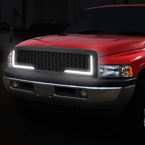 DNA MOTORING GRF-LB-006-MBK-2 Vertical Fence Front Bumper Grille Grill w/LED DRL Compatible with 02-05 Ram 1500/03-05 Ram 2500 3500, Matte Black in Saudi Arabia