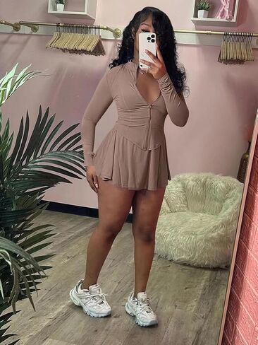 Tennis Outfits 2 Piece Sets for Women Summer Y2K Jacket Zip Up Crop Tops + Mini Skirts Golf Skort Sets Tracksuit Blue XXL in Saudi Arabia