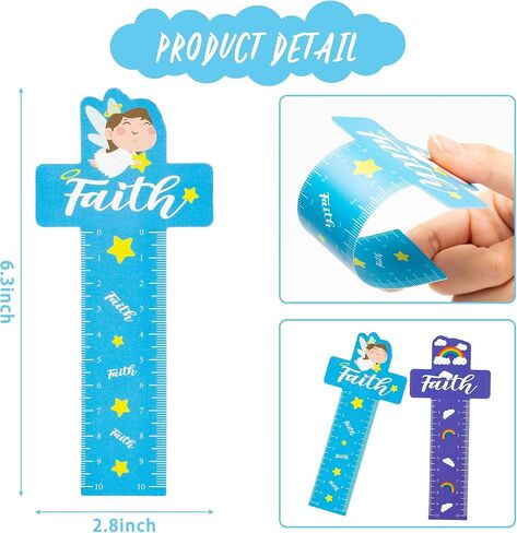 Haooryx Jesus Cross Bookmarks Rulers - 100Pcs Jesus Cross Measuring Ruler Bookmark He Is Risen Religious Kids' Paper Craft Kit Party Favor Game Prizes School Rewards Birthday Gifts Goodies Bag Fillers in Kuwait