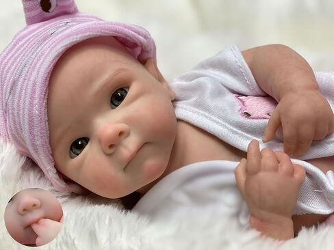 12 inch Full Solid Silicone Baby Doll Girl Lifelike Reborn Baby Dolls Realistic Newborn Dolls That Look Like Real Life Babies in Kuwait