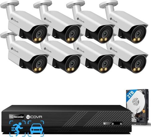 4COVR 4K PoE Wired Security Camera System, 2-Way Audio, Smart Color Night Vision, 4X 5MP Bullet IP Cameras, IP67 Weatherproof, Person/Vehicle Detection, 8CH NVR 2TB HDD, 24/7 Recording, LY37YX5M0804-1 in Kuwait