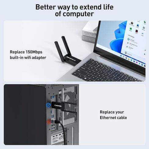 WiFi Adapter for Desktop PC, AX900 USB WiFi 6 Adapter with 5GHz/2.4GHz Dual Band, Bulit-in Driver for Windows 10/11 (AX900) in Saudi Arabia