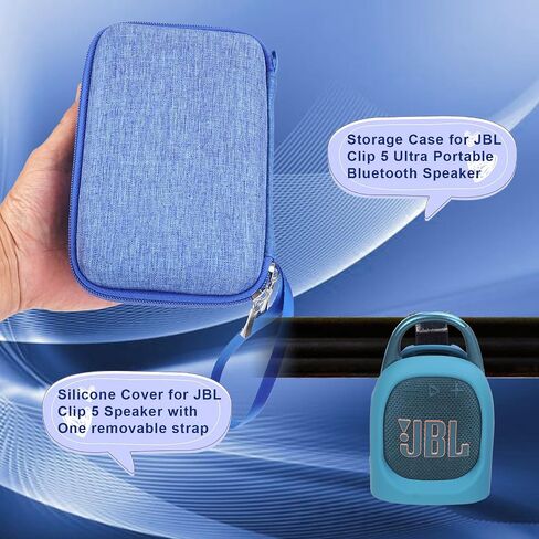 YouKnow Silicone Cover and Travel Case for JBL Clip 5 Ultra Portable Bluetooth Speaker, with Removable Strap Attach to Bike Golf Cart Boat (Black) in Saudi Arabia
