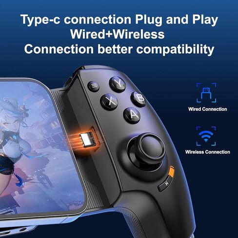 Mobile Gaming Controller for iPhone 16/15 Series & Android (USB-C) Plug & Play - Remote Play for PS/Xbox/PC Remote Play, Cloud Game, Small size tablet, with Hall Effect Joysticks/Turbo/Mapping Keys in Saudi Arabia