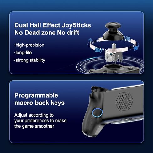 Mobile Gaming Controller for iPhone 16/15 Series & Android (USB-C) Plug & Play - Remote Play for PS/Xbox/PC Remote Play, Cloud Game, Small size tablet, with Hall Effect Joysticks/Turbo/Mapping Keys in Saudi Arabia