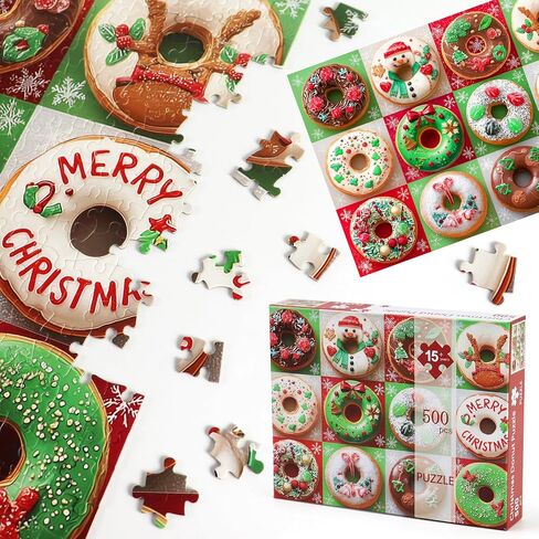 Motiloo Donuts Jigsaw Buzzles 500 قطعة للبالغين والأطفال - لغز مجموعة Donuts الملونة مثالية للعبة ليالي العائلة Jigsaw in Kuwait