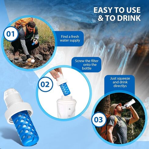 Enhon Water Filter Cartridge Compatible with Katadyn BeFree (Including Older Models), Ideal for 0.6L, 1.0L, 3.0L Flasks, Perfect for Hiking, Stamina Sports, Camping, Travel in Saudi Arabia
