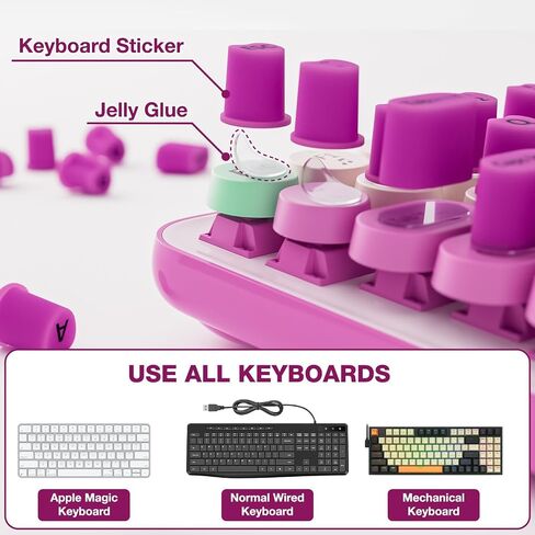70PCS Raised Keyboard Stickers for Long Nails, Self-Adhesive Typing Keycaps | Pink, Universal Nail Art Keyboard Bubbles, Comfortble Keyboards for Long Nail, Silicone Typing Keycaps for Office Girl Gaming in Saudi Arabia