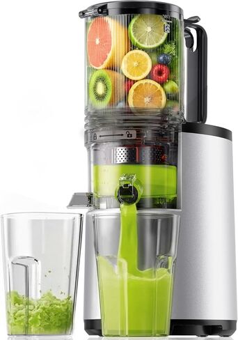 Cold Press Juicer, EUHOMY 5.6" Extra Large Feed Chute Slow Masticating Juicer, 250W Juicer Machines, 99.6% High Juice Yield,for Whole Vegetables & Fruits, Reverse Function, Easy to clean.Black in Kuwait