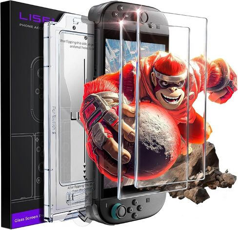 Lisen for Nintendo Switch 2017 Screen Protector [2025 Upgrade] (Anti-Glare & Auto Dust-Elimination) Screen Switch Glass [أطول دائمة] تغطية كاملة ، 2 حزمة in Saudi Arabia