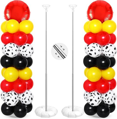 Hungdao 121 Pcs Toy Inspired Balloon Column Stand Kit Cartoon Story Game Cow and Cloud Pattern Yellow Red Blue White Latex Ballloons for Inspired Story Party Themed Birthday Baby Shower Decorations in Kuwait