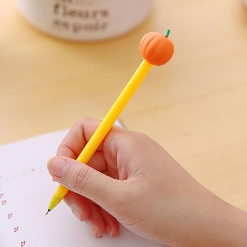 YYaaloa 12pcs Halloween Gel Ink Pens, Cute Pumpkin Skull Heads Ghost Shape Pens, 0.5mm Bulk Black Rollerball Pen for Halloween Thanksgiving Party Supplies Office School Home (6 styles 12pcs) in Saudi Arabia