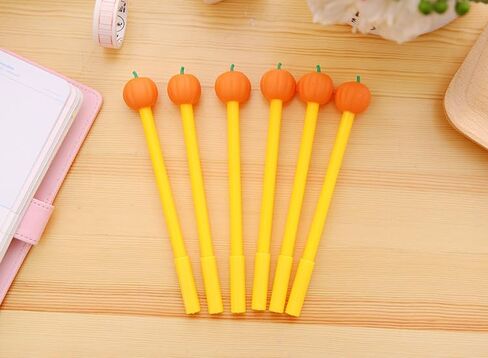 YYaaloa 12pcs Halloween Gel Ink Pens, Cute Pumpkin Skull Heads Ghost Shape Pens, 0.5mm Bulk Black Rollerball Pen for Halloween Thanksgiving Party Supplies Office School Home (6 styles 12pcs) in Saudi Arabia