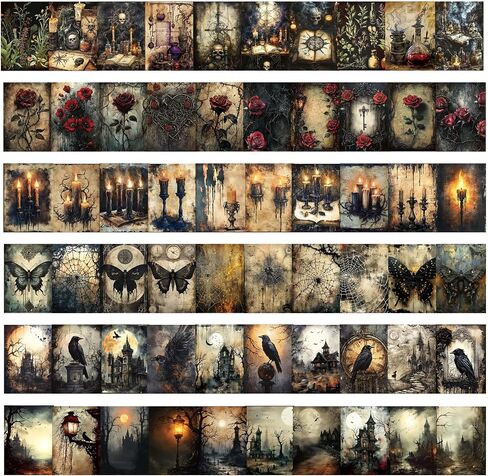 100pcs Scrapbook Supplies Supplies Pack ، Paper Gothic Style Scrapbook مجموعات DIY جمالية ديكور للتجميد لالتقاط ألبوم ألبوم المجهزة in Kuwait