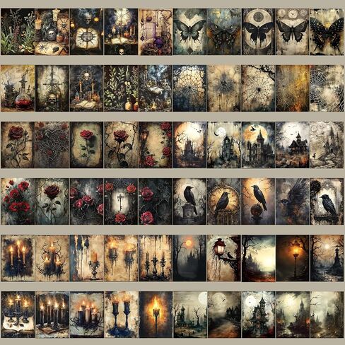 100pcs Scrapbook Supplies Supplies Pack ، Paper Gothic Style Scrapbook مجموعات DIY جمالية ديكور للتجميد لالتقاط ألبوم ألبوم المجهزة in Kuwait